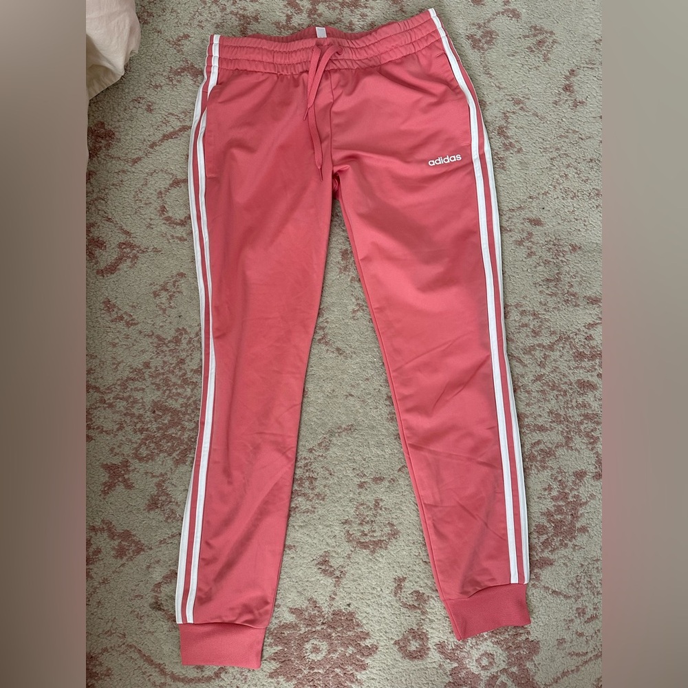 ADIDAS pink white three stripe track pant new M